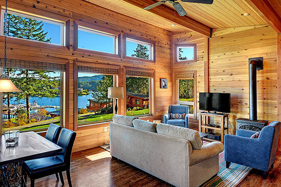 Two Bedroom Water View King Cabin Living Area